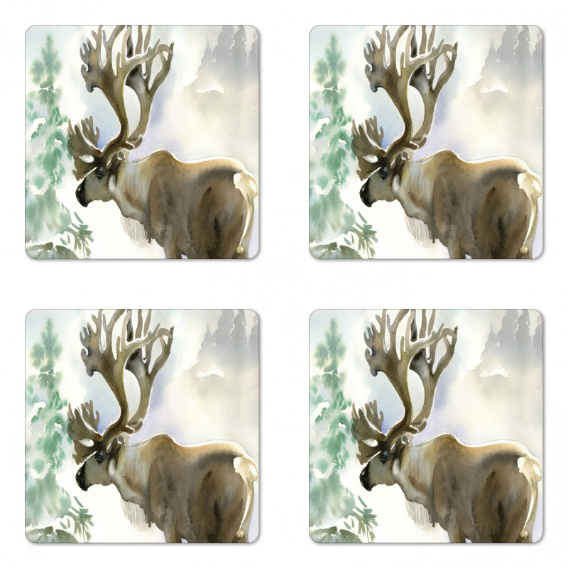 Winter Forest Paint Style Coaster Set Of Four