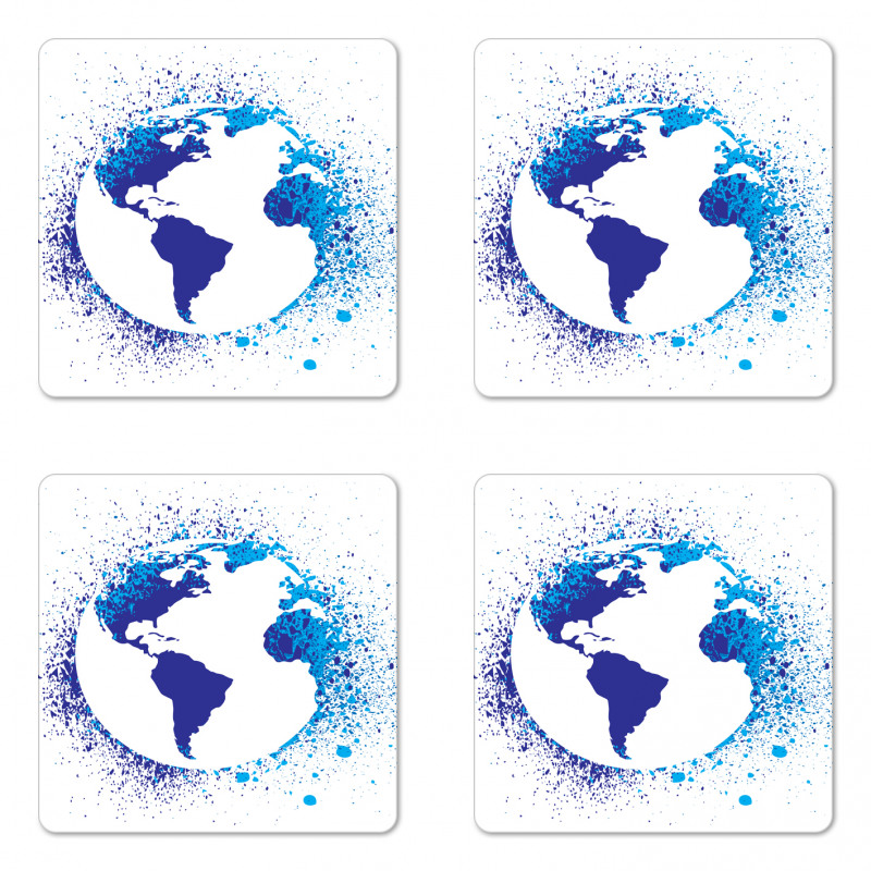 Globe Ink Effect Map Coaster Set Of Four