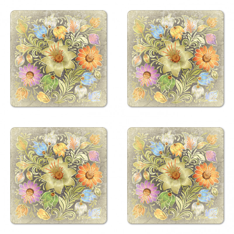 Vintage Bouquet Bridal Coaster Set Of Four