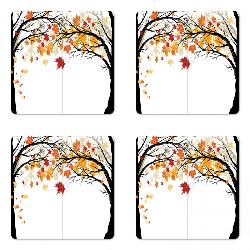 Trees with Dried Leaves Coaster Set Of Four