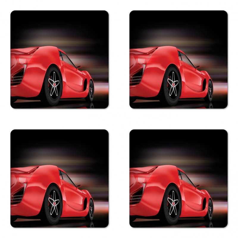 Futuristic Red Sports Coaster Set Of Four