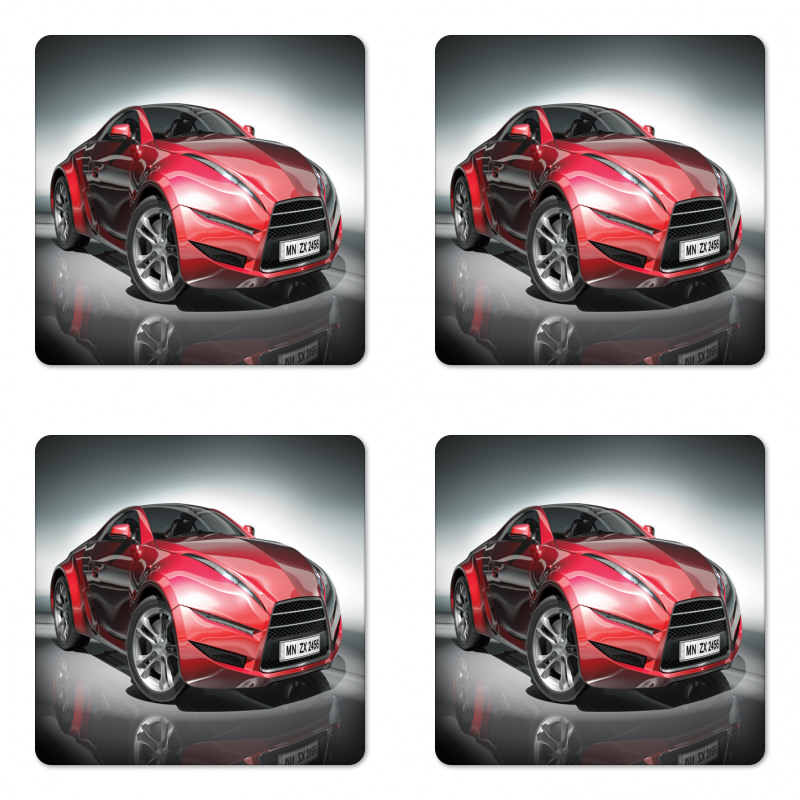 Red Fast Sports Racing Men Coaster Set Of Four