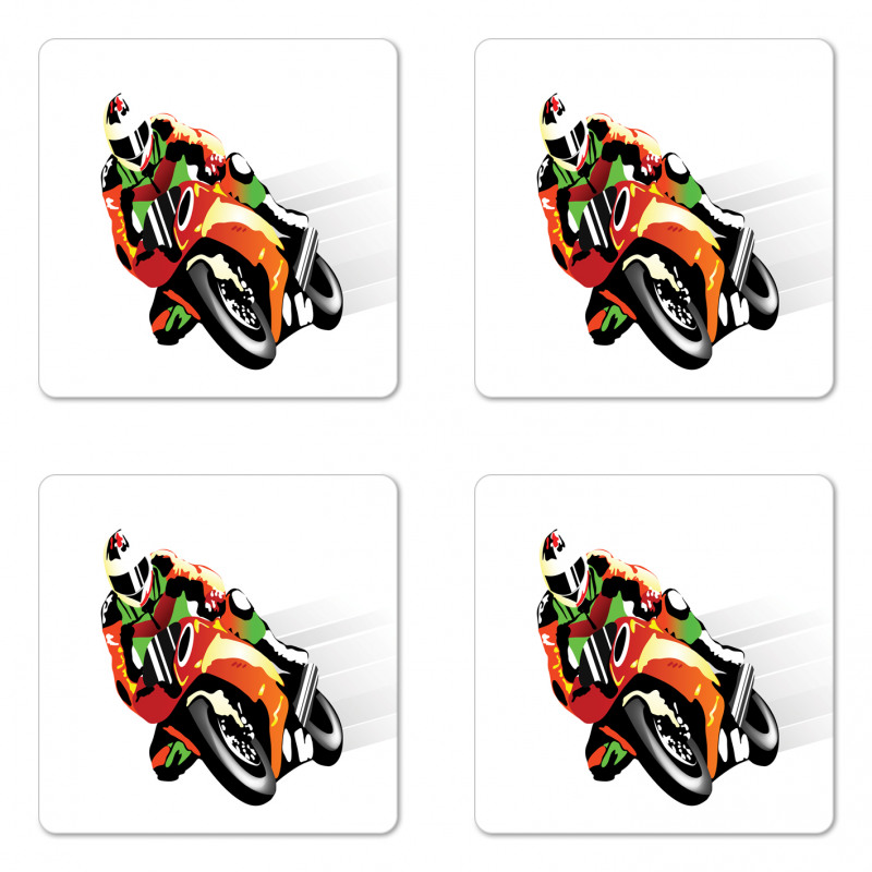 Motorcycle Racer Sport Coaster Set Of Four