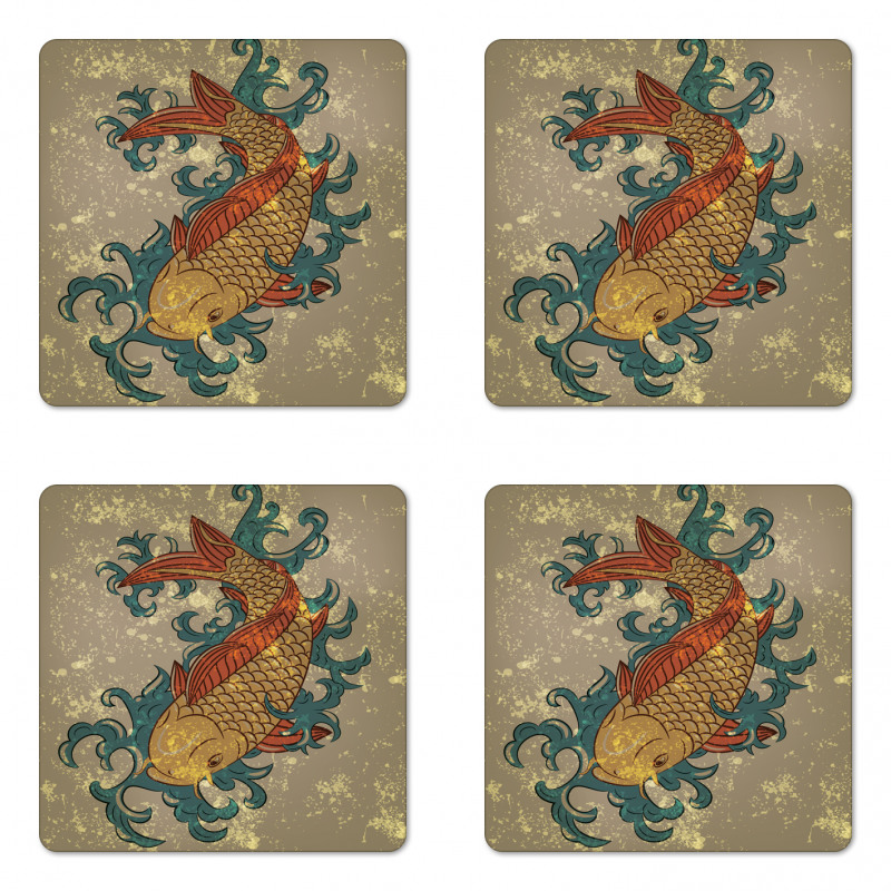 Koi Fish Art Coaster Set Of Four