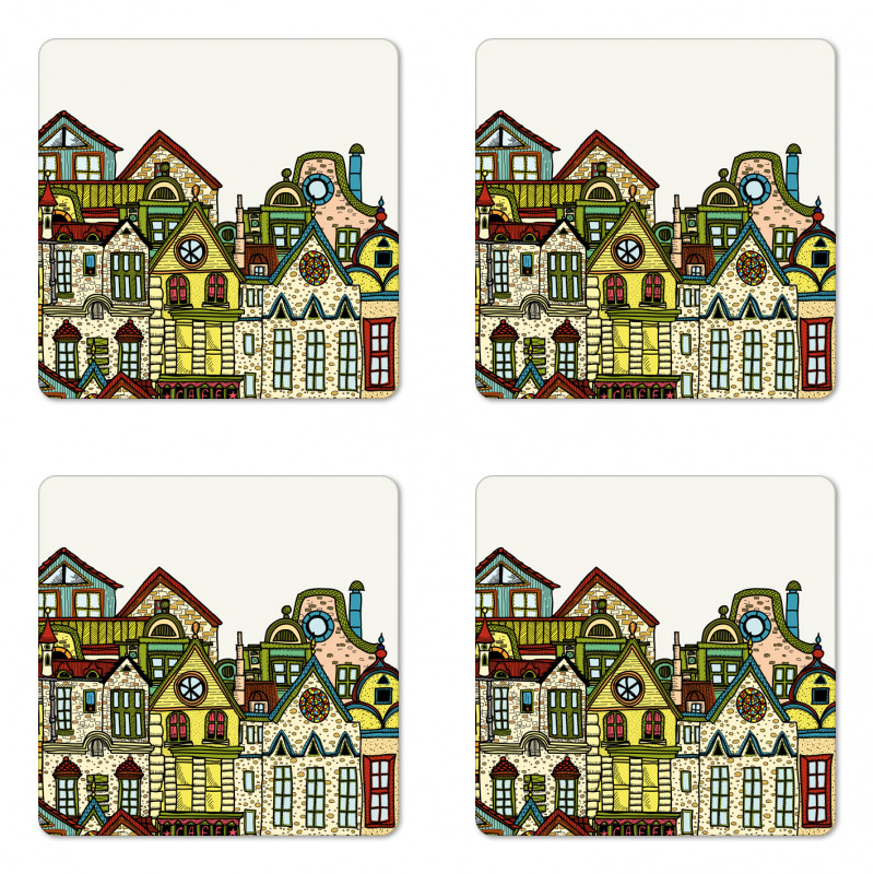 Old Town View Art Coaster Set Of Four