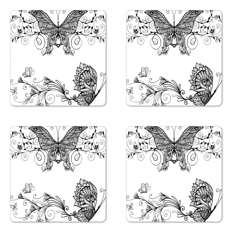 Butterfly Floral Coaster Set Of Four