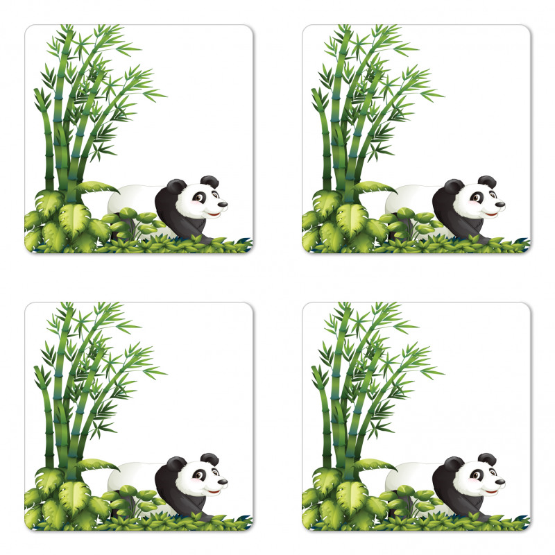 Panda Bear Bamboo Coaster Set Of Four