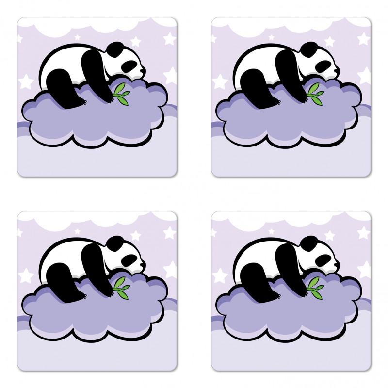 Sleeping Panda on Cloud Coaster Set Of Four