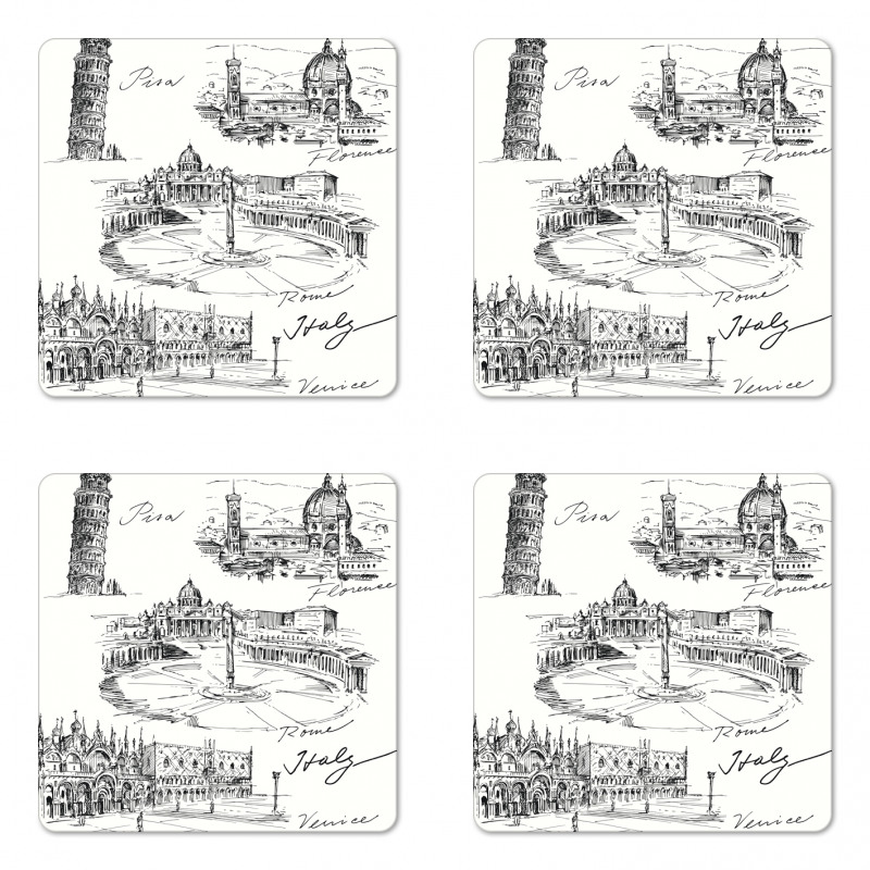 Italian Landmarks Travel Coaster Set Of Four