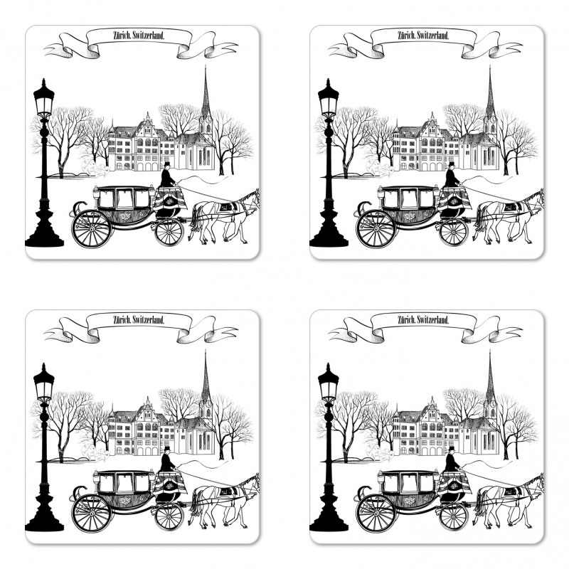 Street in Zurich Retro Coaster Set Of Four