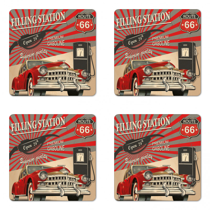 Retro Poster Effect Coaster Set Of Four