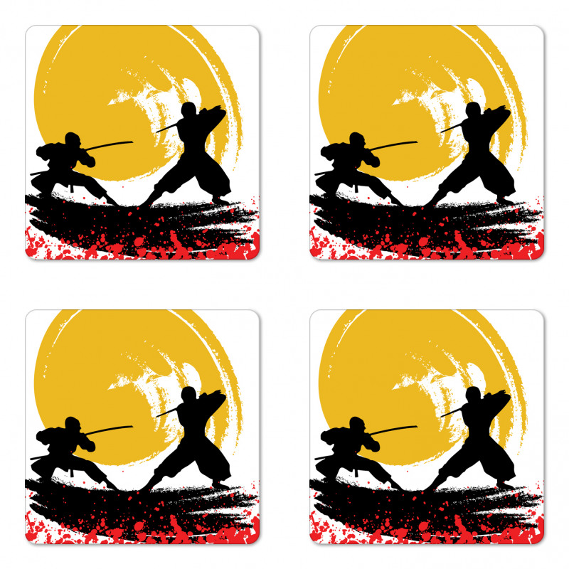 Watercolor Style Ninja Coaster Set Of Four