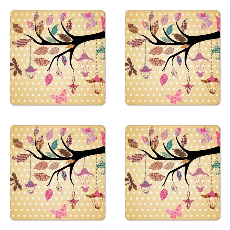 Vintage Boho Tree Coaster Set Of Four