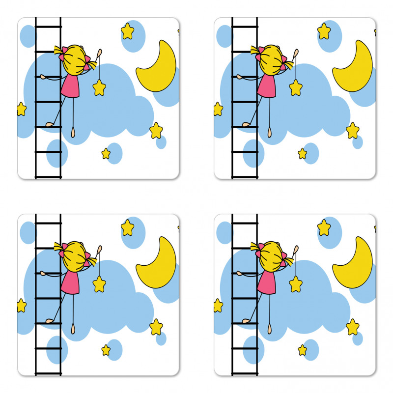 Girl Ladder with Star Coaster Set Of Four