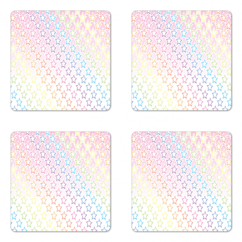 Stars in Rainbow Colors Coaster Set Of Four