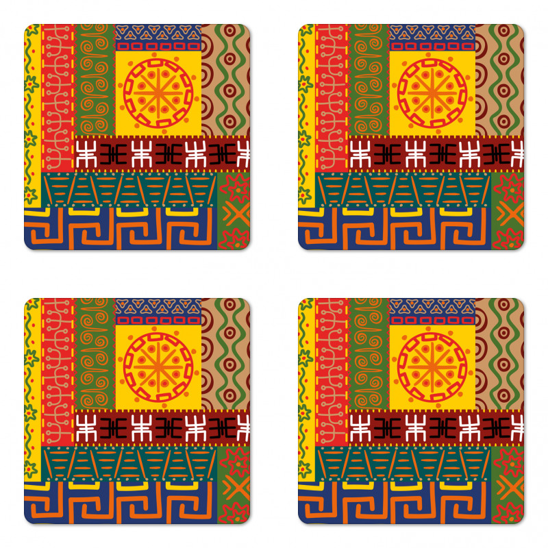 Primitive Tribal Coaster Set Of Four