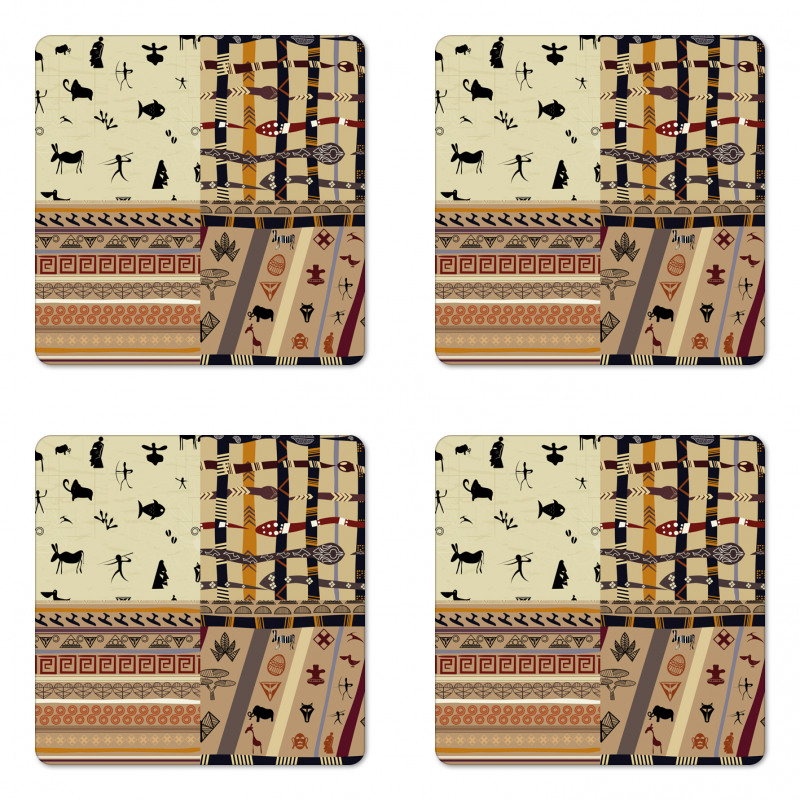 Primitive Native Animals Coaster Set Of Four