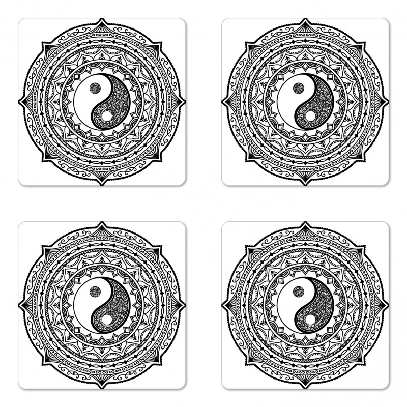 Ying Yang Asian Coaster Set Of Four