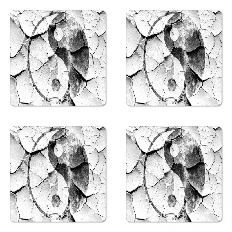 Ying Yang Grunge Display Coaster Set Of Four