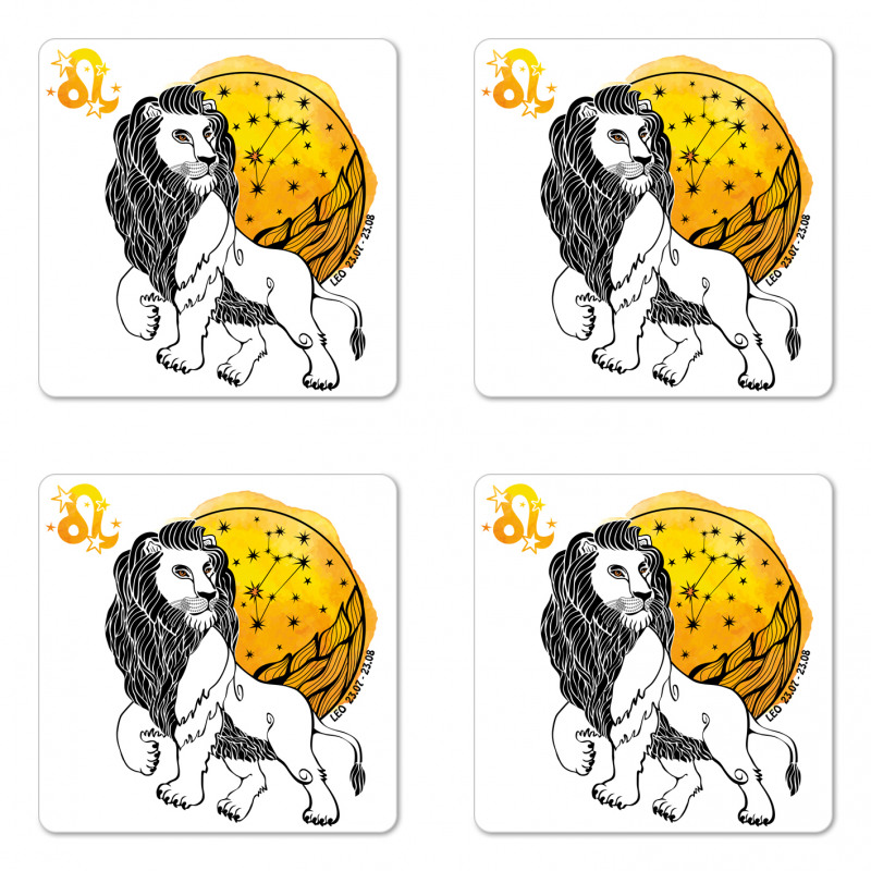 Zodiac Leo Art Coaster Set Of Four