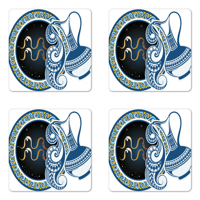 Aquarius Sign Coaster Set Of Four