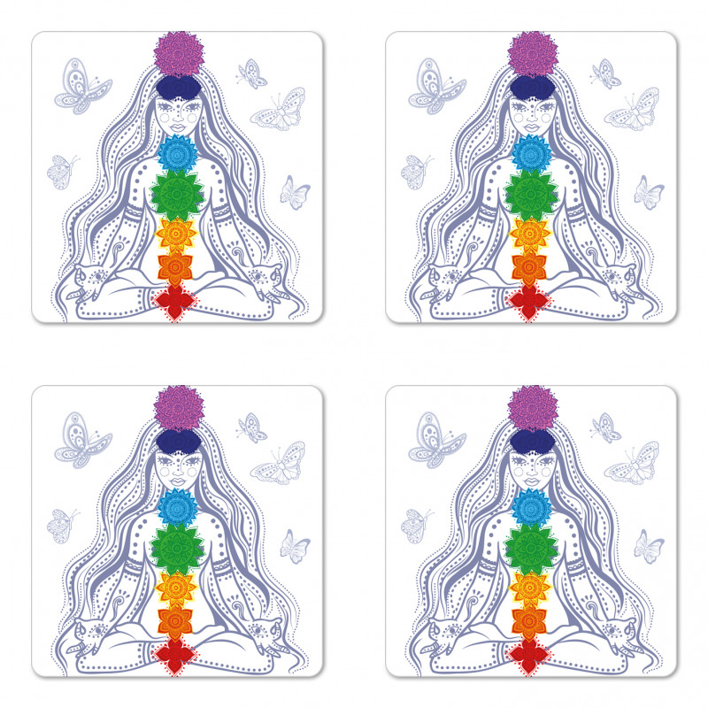 Yoga Meditation Lotus Pose Coaster Set Of Four