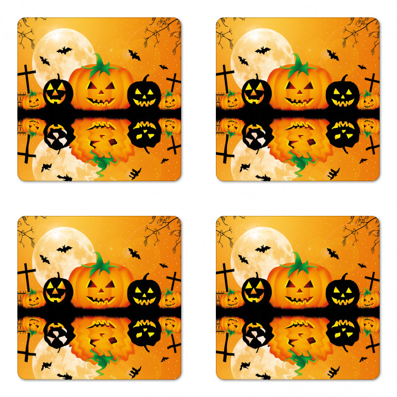 Scary Pumpkin Coaster Set Of Four