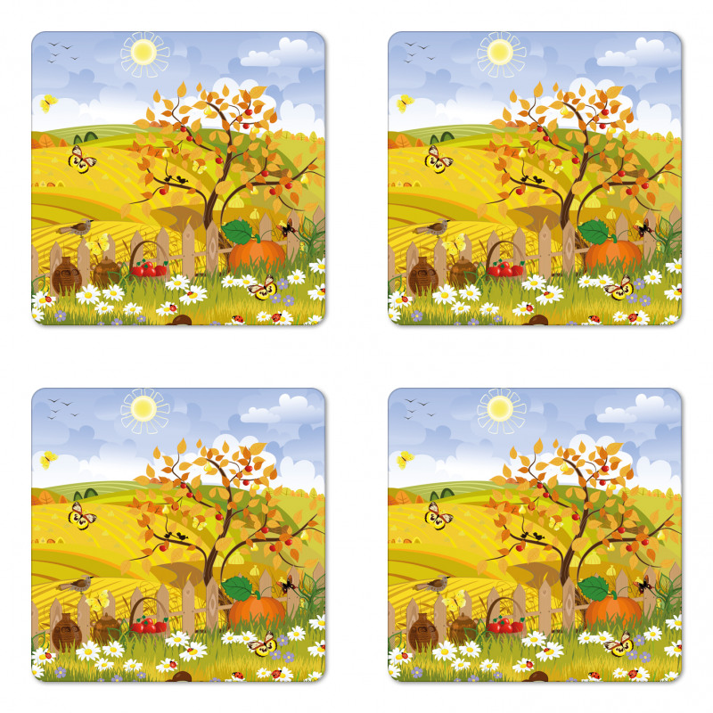 Autumn Garden Daisies Coaster Set Of Four