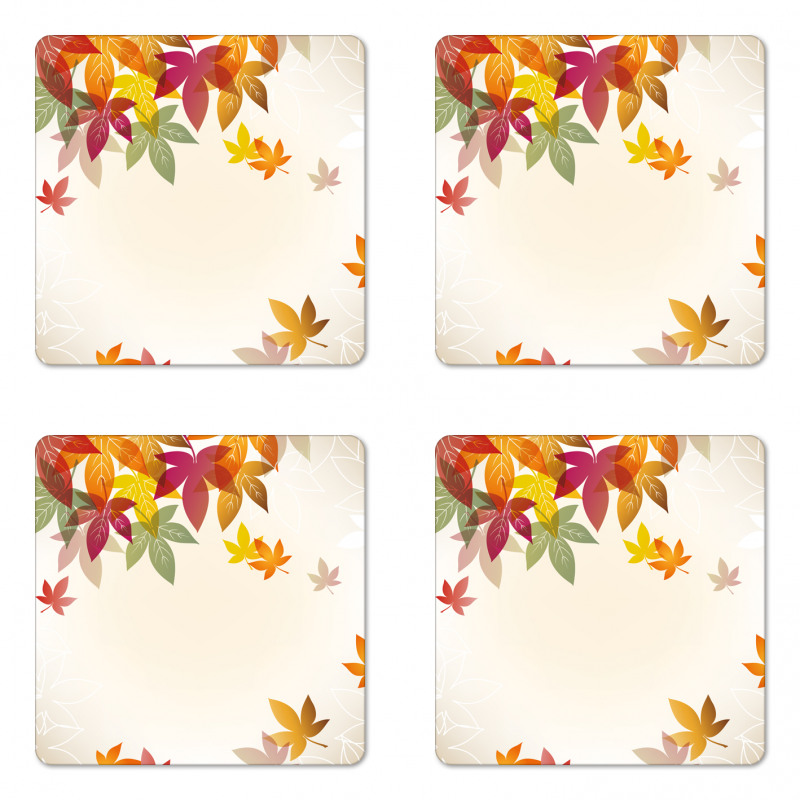 Maple Leaves Pastel Art Coaster Set Of Four