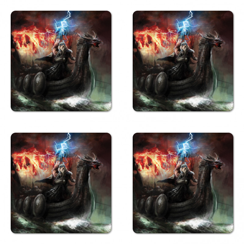 Thunder Storm Vikings Coaster Set Of Four