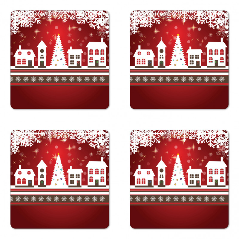 Winter Theme Tree Coaster Set Of Four