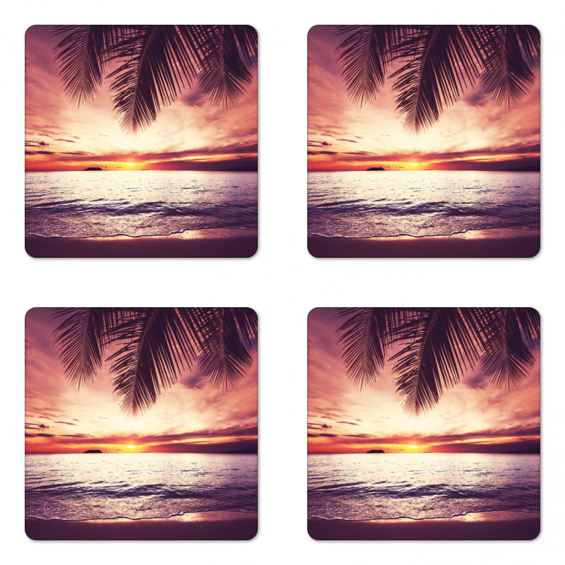 Sunset Ocean Waves Coaster Set Of Four