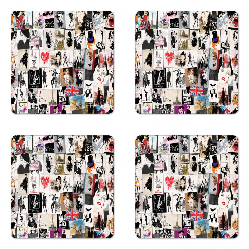 Collage Fashion Modern Coaster Set Of Four