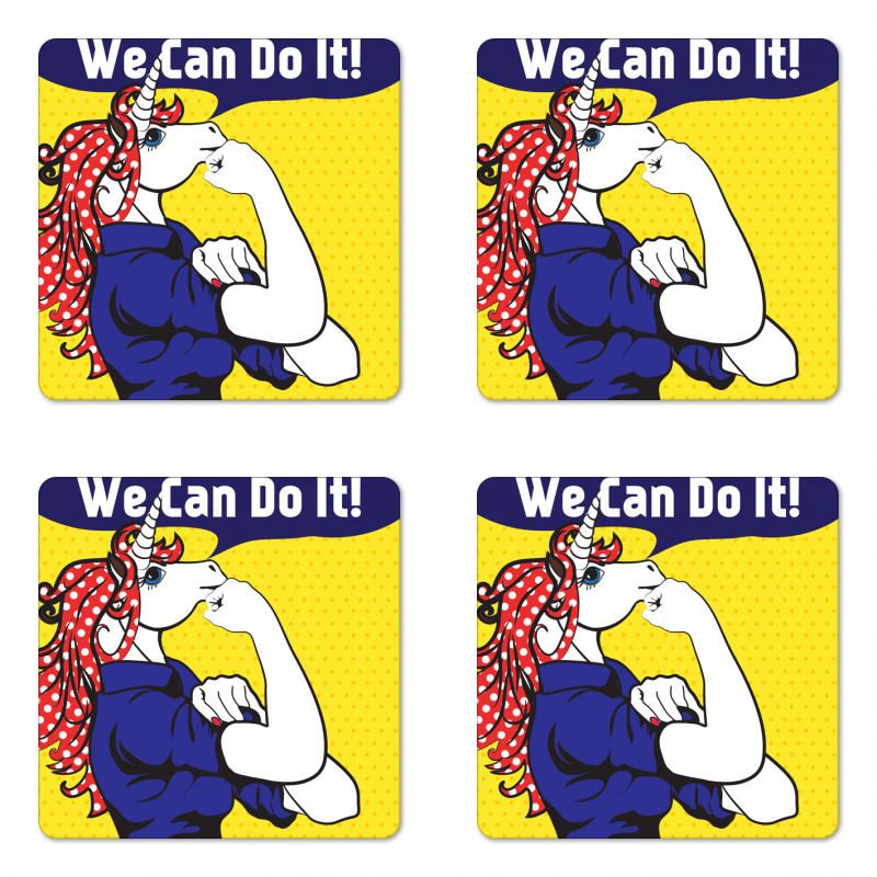 Unicorn with Polka Dot Coaster Set Of Four