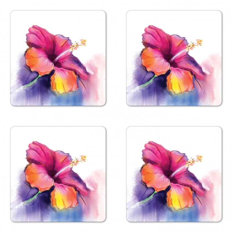 Hibiscus Flower Pastel Coaster Set Of Four