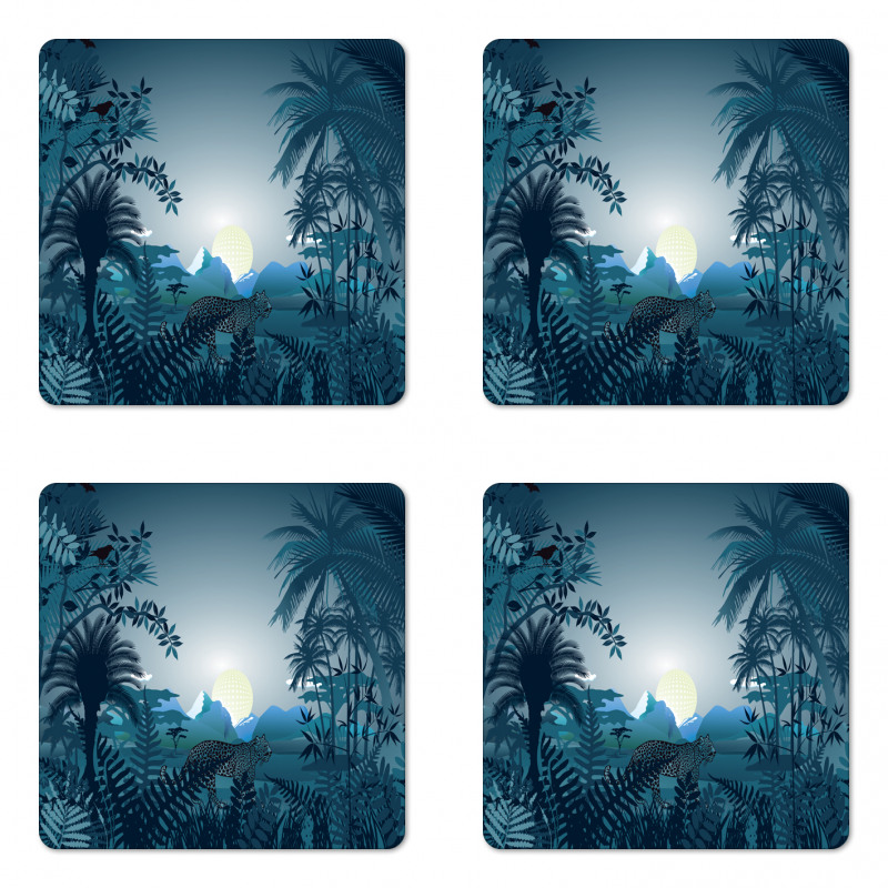 Tiger in Hazy Rainforest Coaster Set Of Four