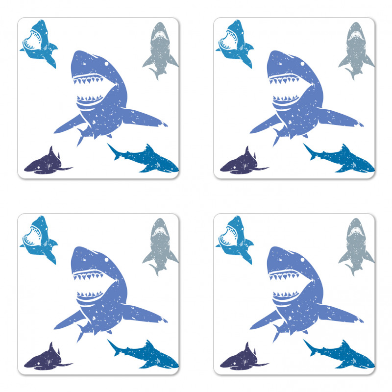 Grunge Sharks Wildlife Coaster Set Of Four