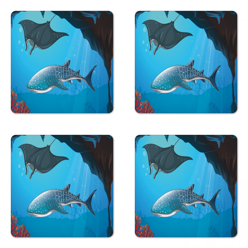 Swimming Shark Ocean Coaster Set Of Four