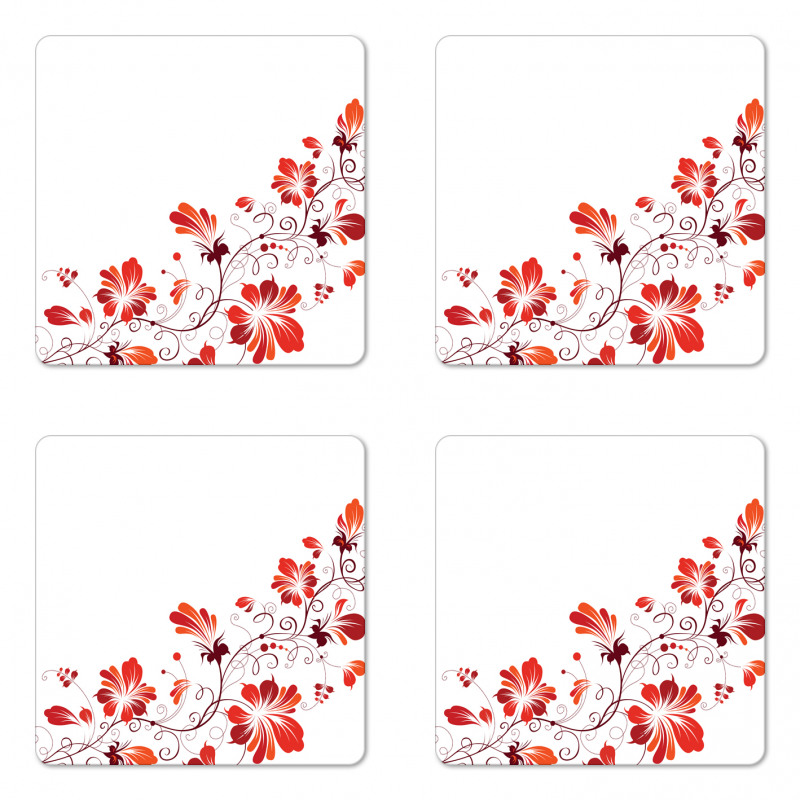 Floral Petal Ornaments Coaster Set Of Four