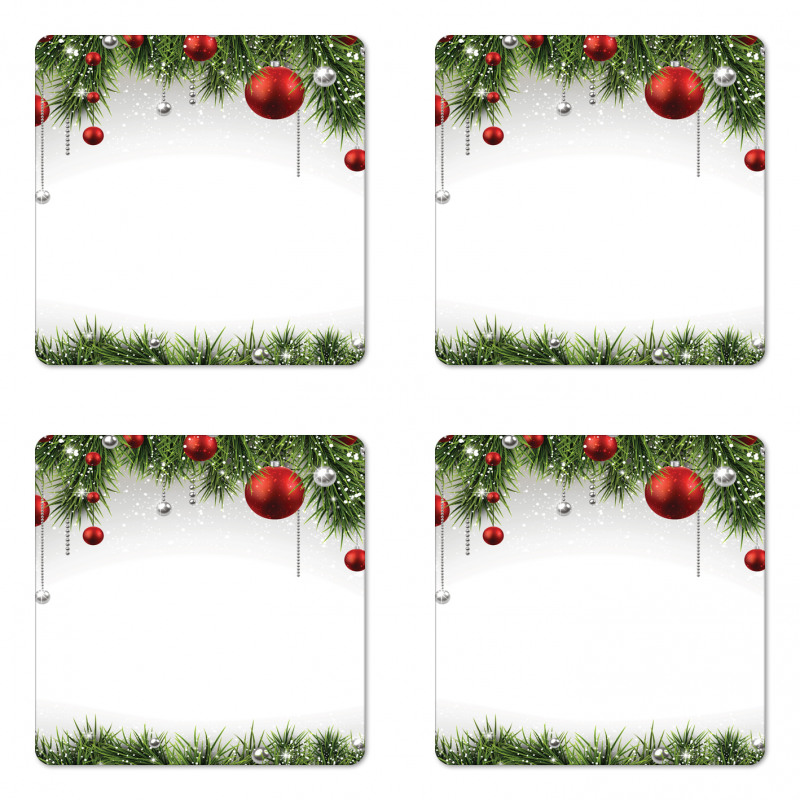 Tree Balls Ornaments Coaster Set Of Four