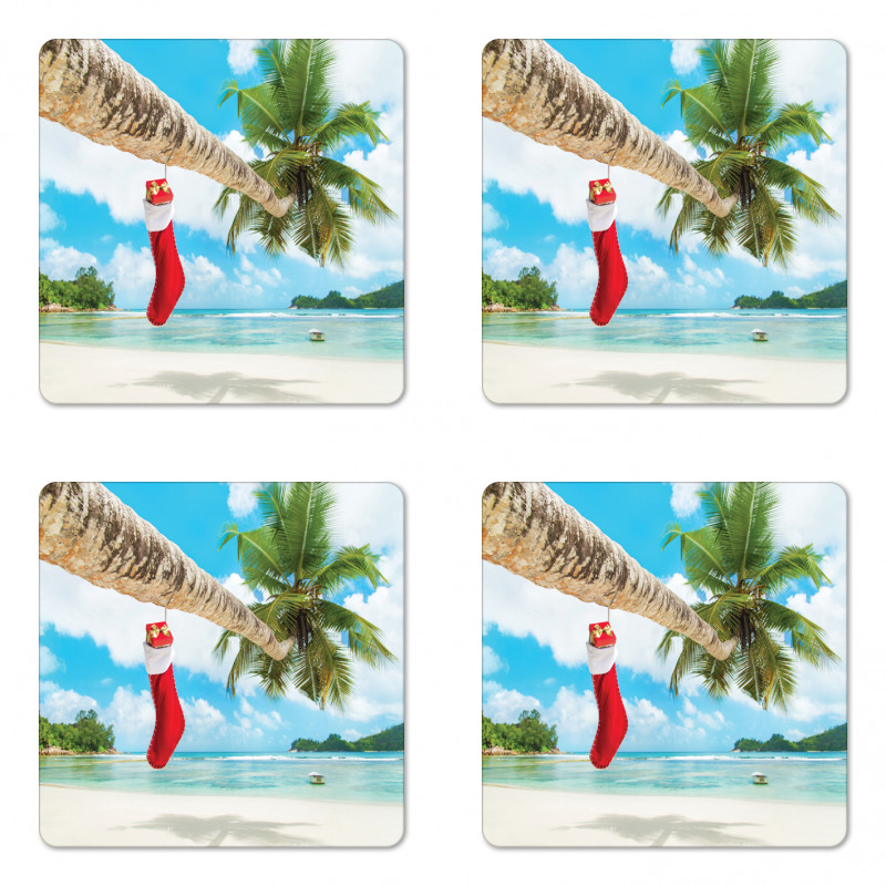 Beach Xmas Stockings Coaster Set Of Four