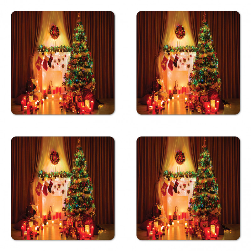 Tree Festive Presents Coaster Set Of Four