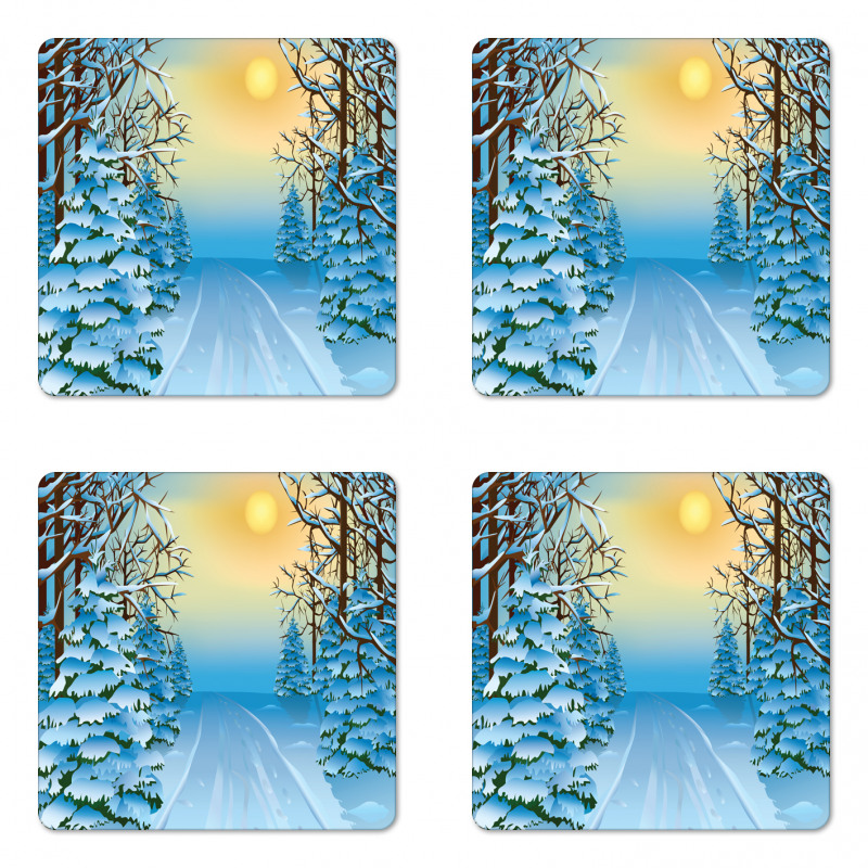 Cartoon Landscape Coaster Set Of Four