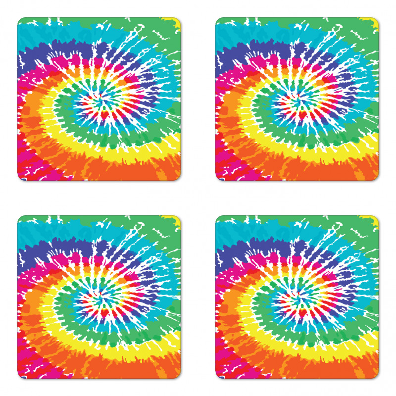 Rainbow Tie Dye Effect Coaster Set Of Four