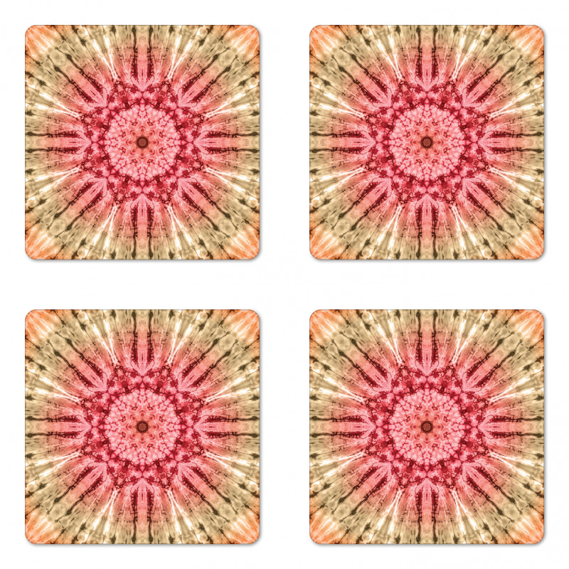 Batik Hippie Red Brown Coaster Set Of Four