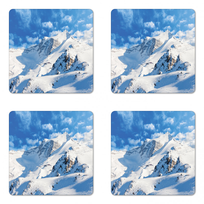 Snowy Mountain Ski Coaster Set Of Four