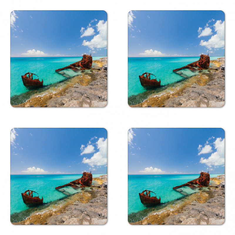 Ship Wreck on Beach Coaster Set Of Four