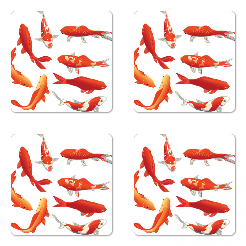 Koi Shoal Chinese Animal Coaster Set Of Four