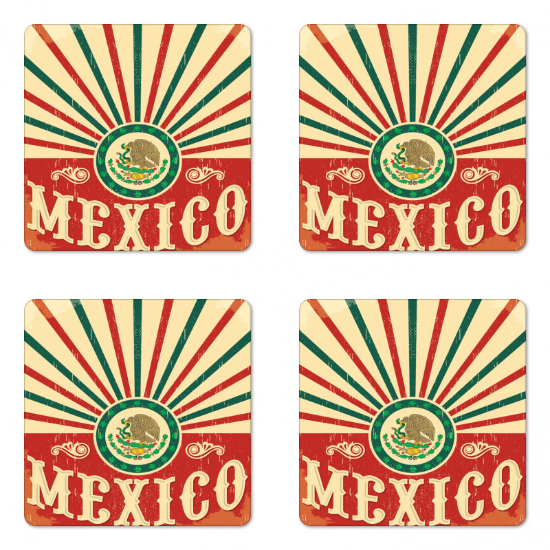 Vintage Poster Effect Coaster Set Of Four