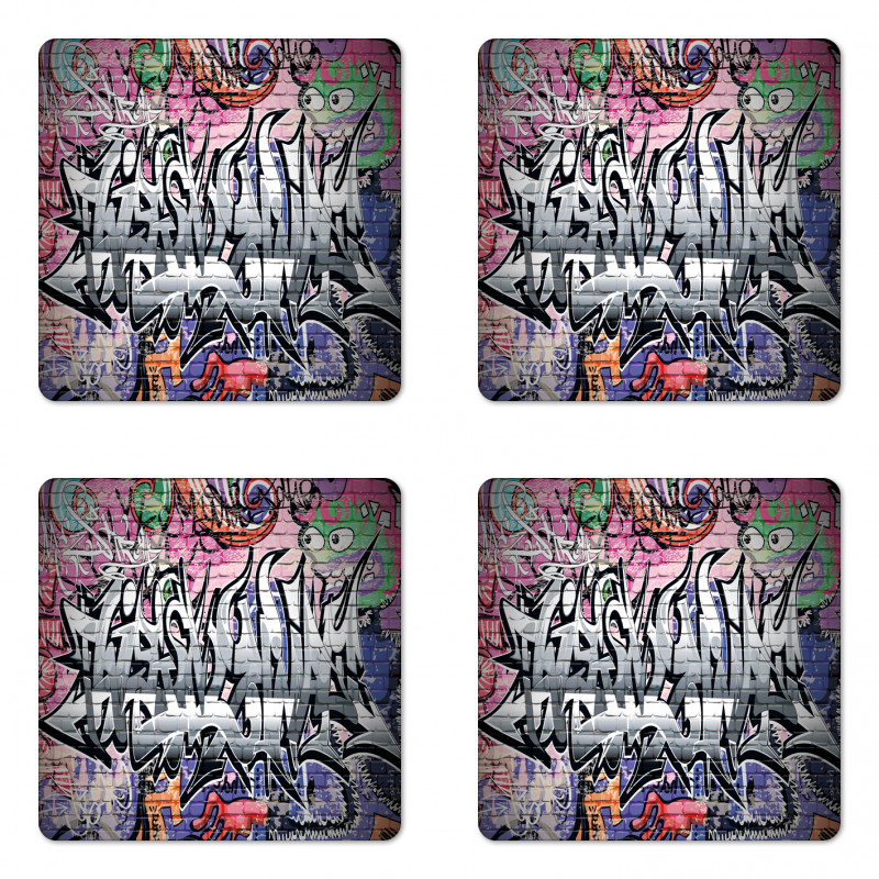 Graffiti Grunge Wall Art Coaster Set Of Four